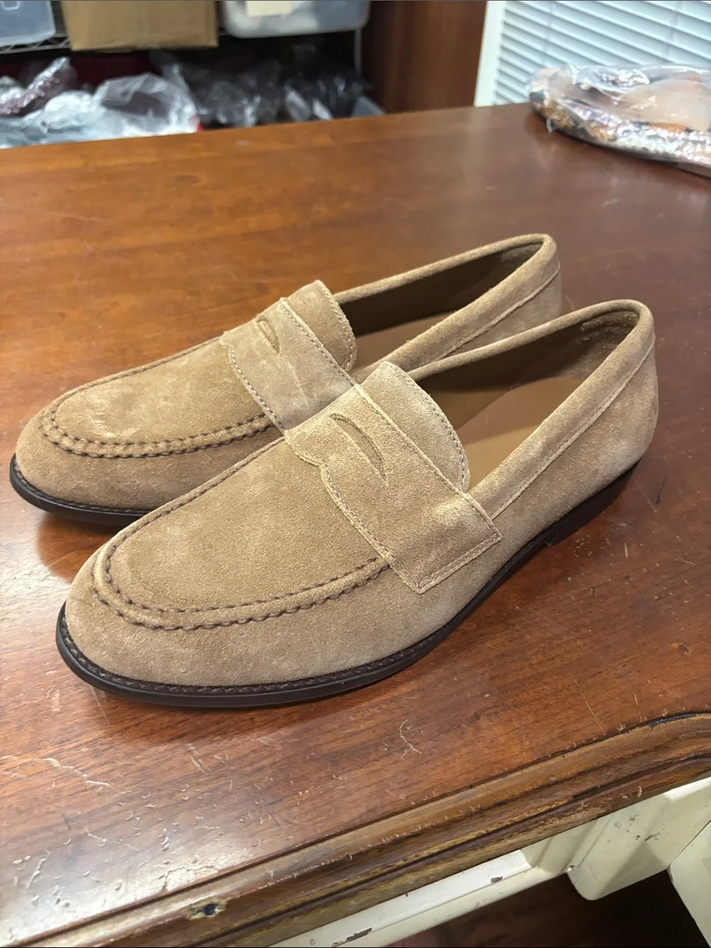 J. Crew tan suede
