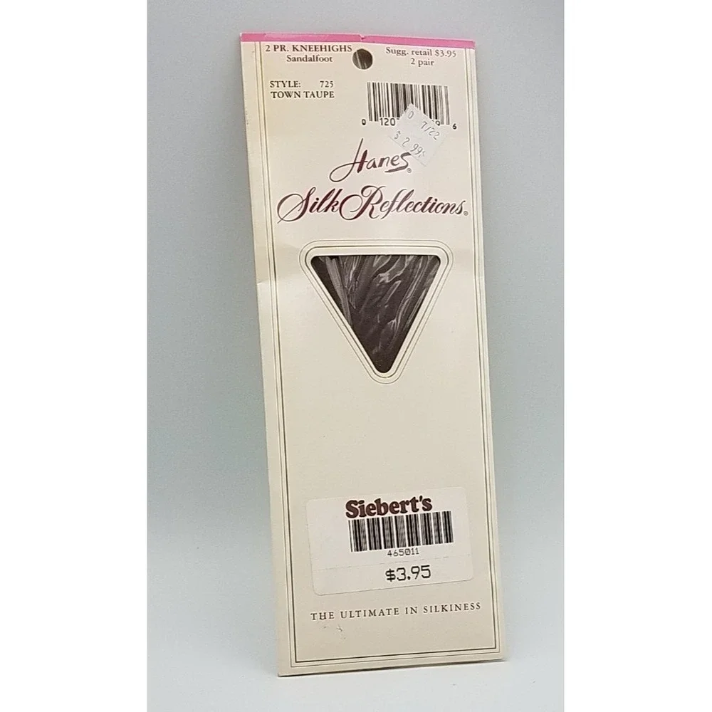 Hanes Silk Reflections Silky Sheer Knee Highs Sandalfoot Town Taupe  2 Pair 1995