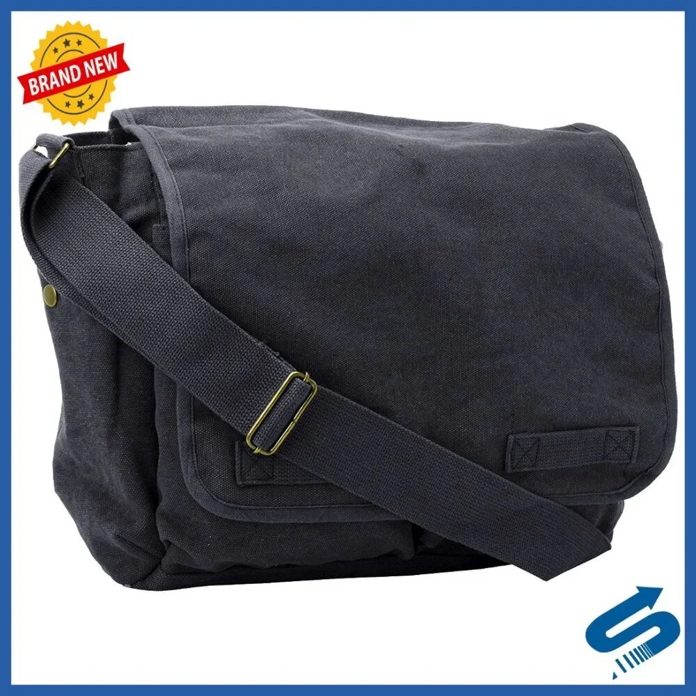 Classic Heavyweight Canvas Military Messenger Bag Adjustable Strap Spacious