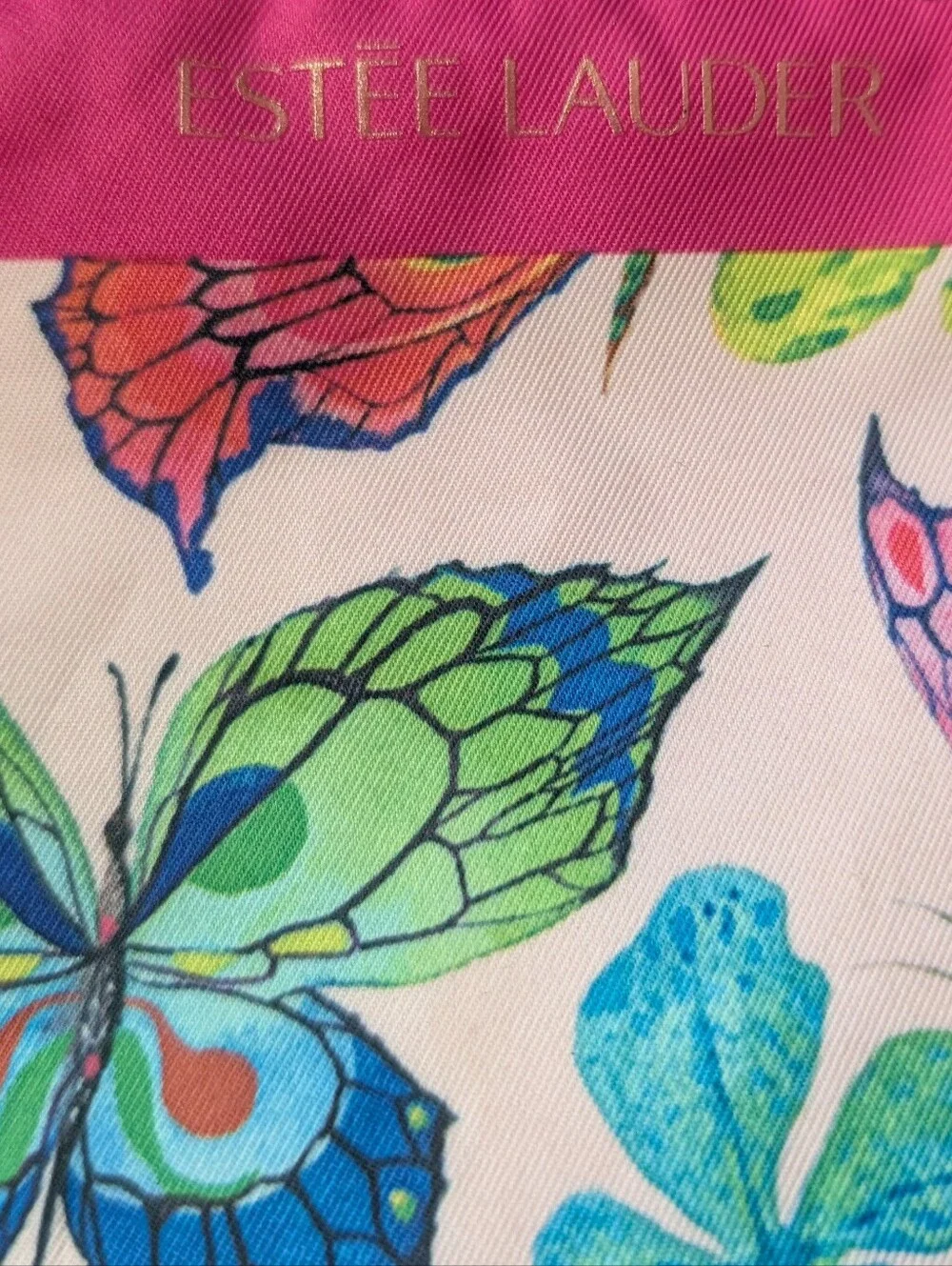 Estee Lauder Pink Butterfly Print Cosmetic Bag