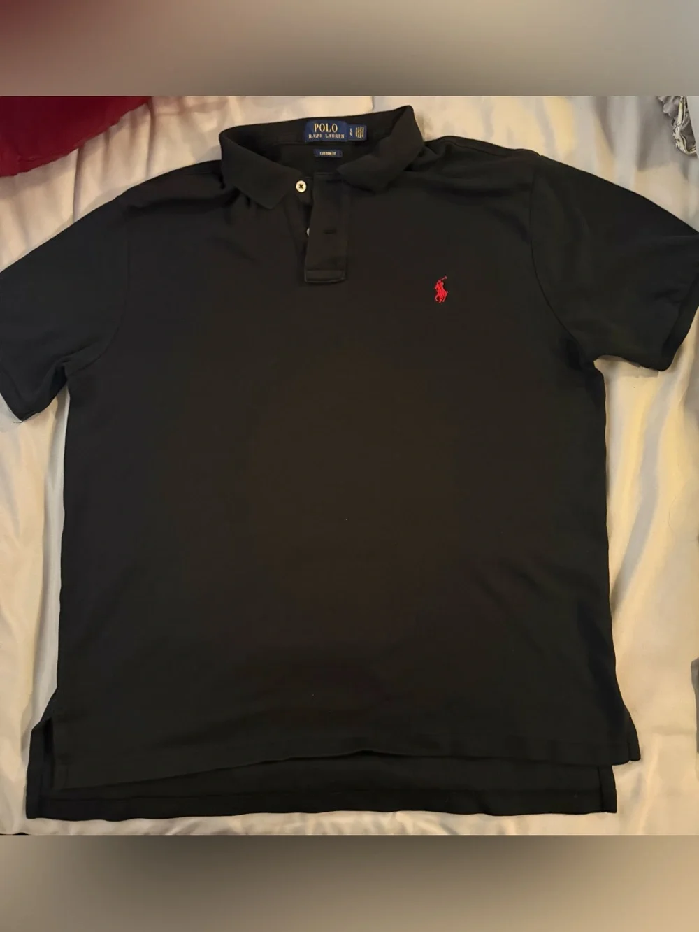 Ralph Lauren Black Polo Shirt with Red Pony Logo