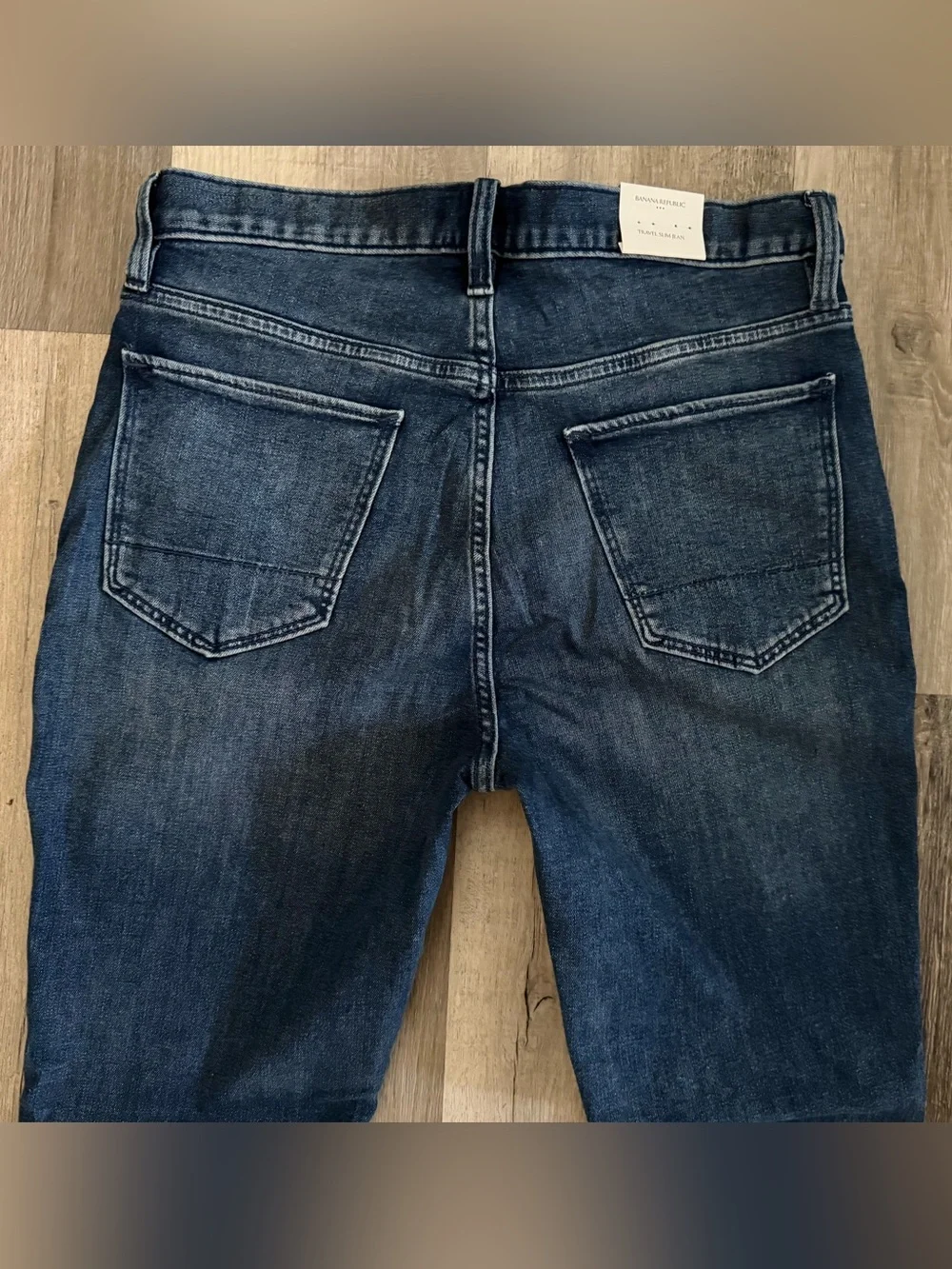 Banana Republic Premium Slim Fit Jeans Mens Size 35 X 30 Travel Blue Stretch NEW