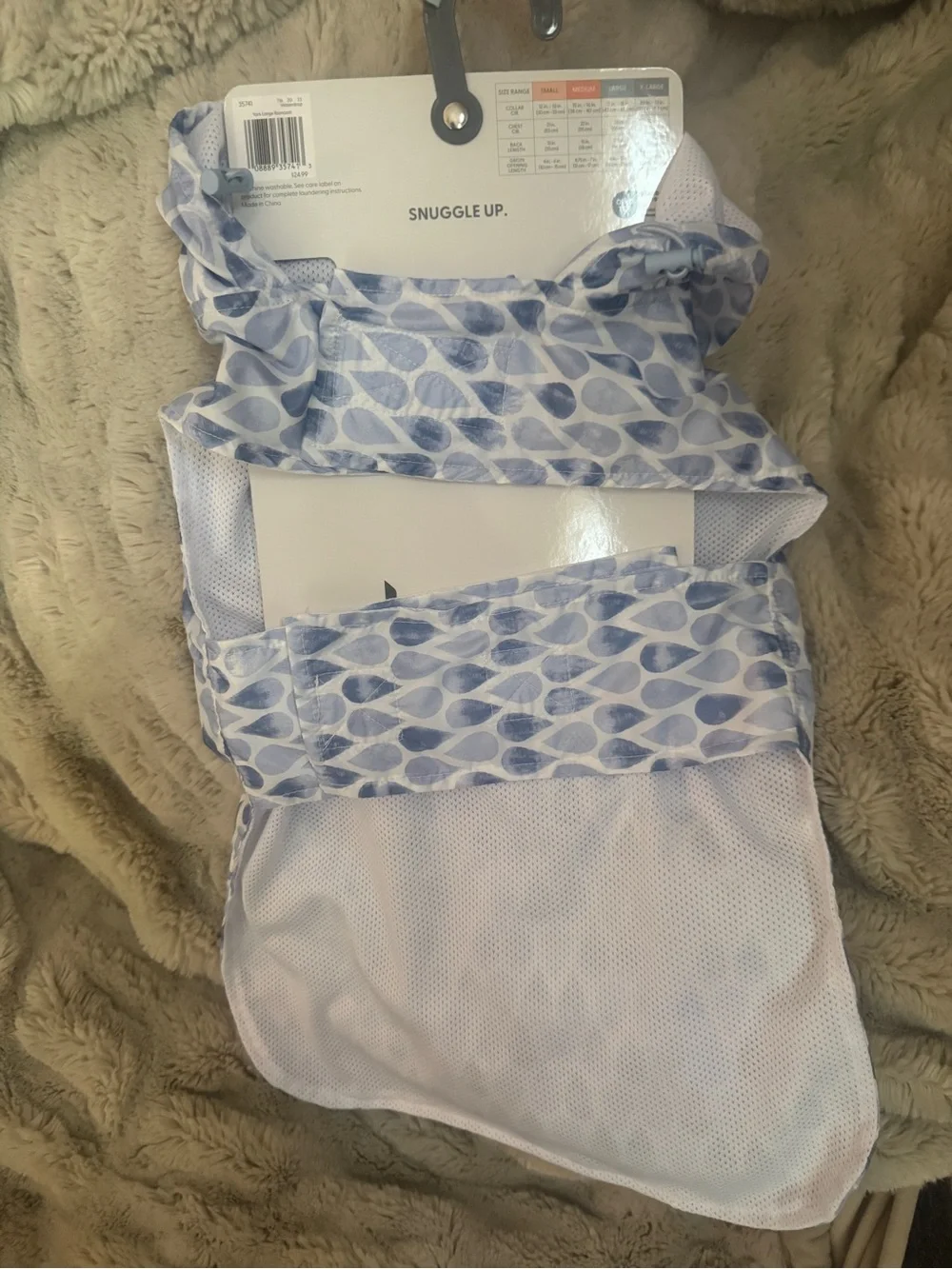Koolaburra by UGG - Water-Resistant Light Blue Leaf Dog Raincoat with Hood