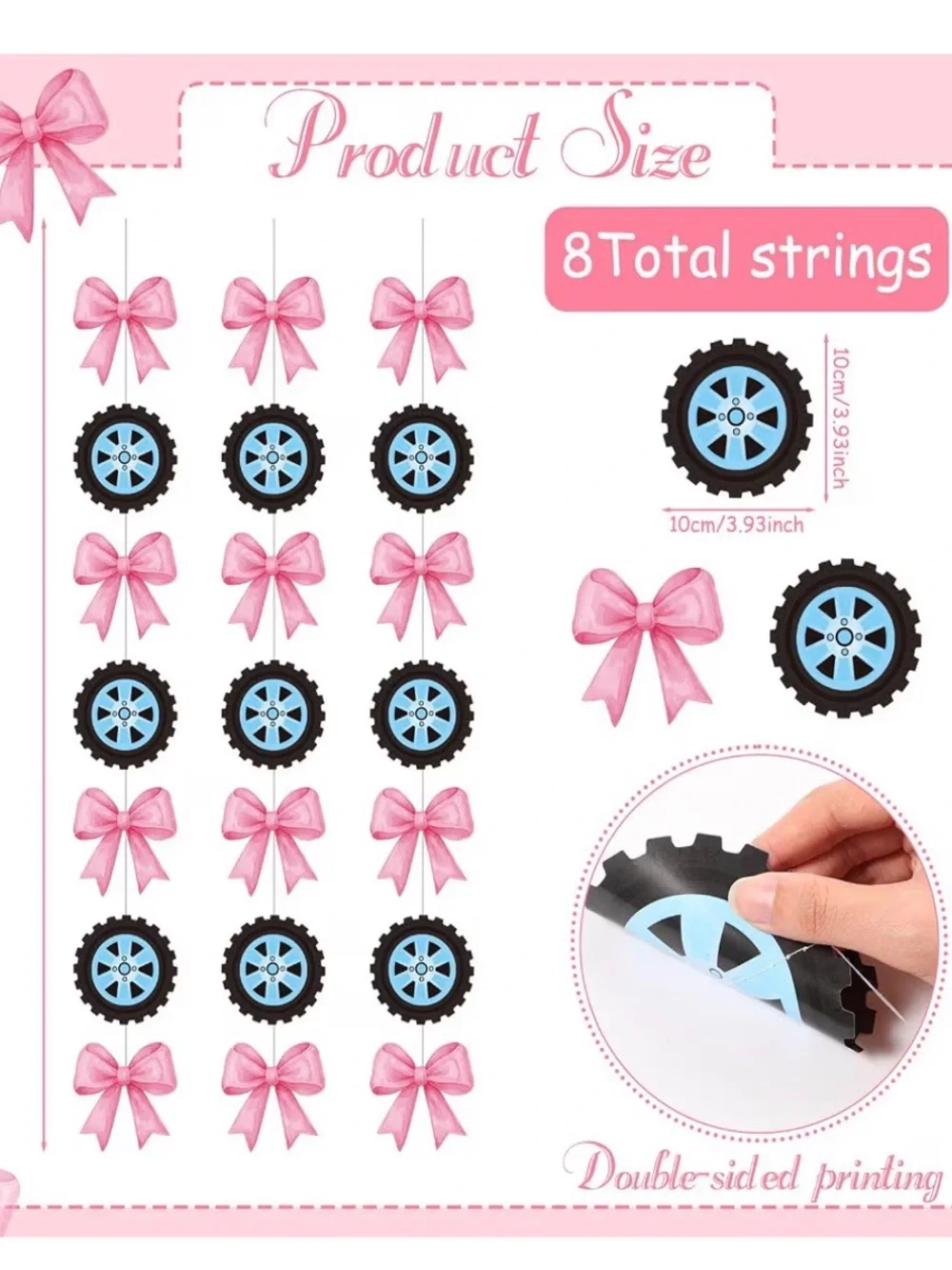 Burnouts or Bows Burlap Banner - Pink and Brown Party Garland