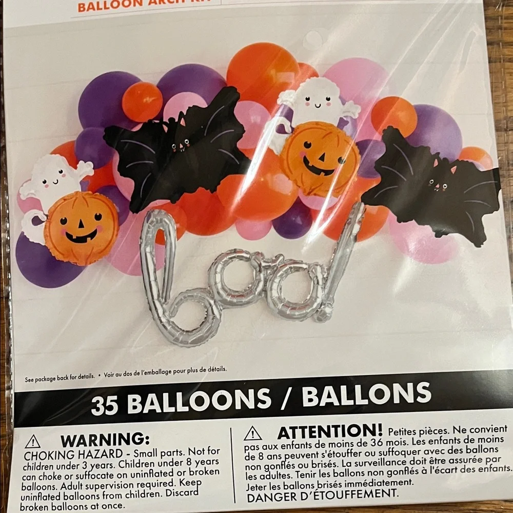 NWT Unique Party Halloween 35 Balloon Arch Kit Orange, Purple, Black, Silver