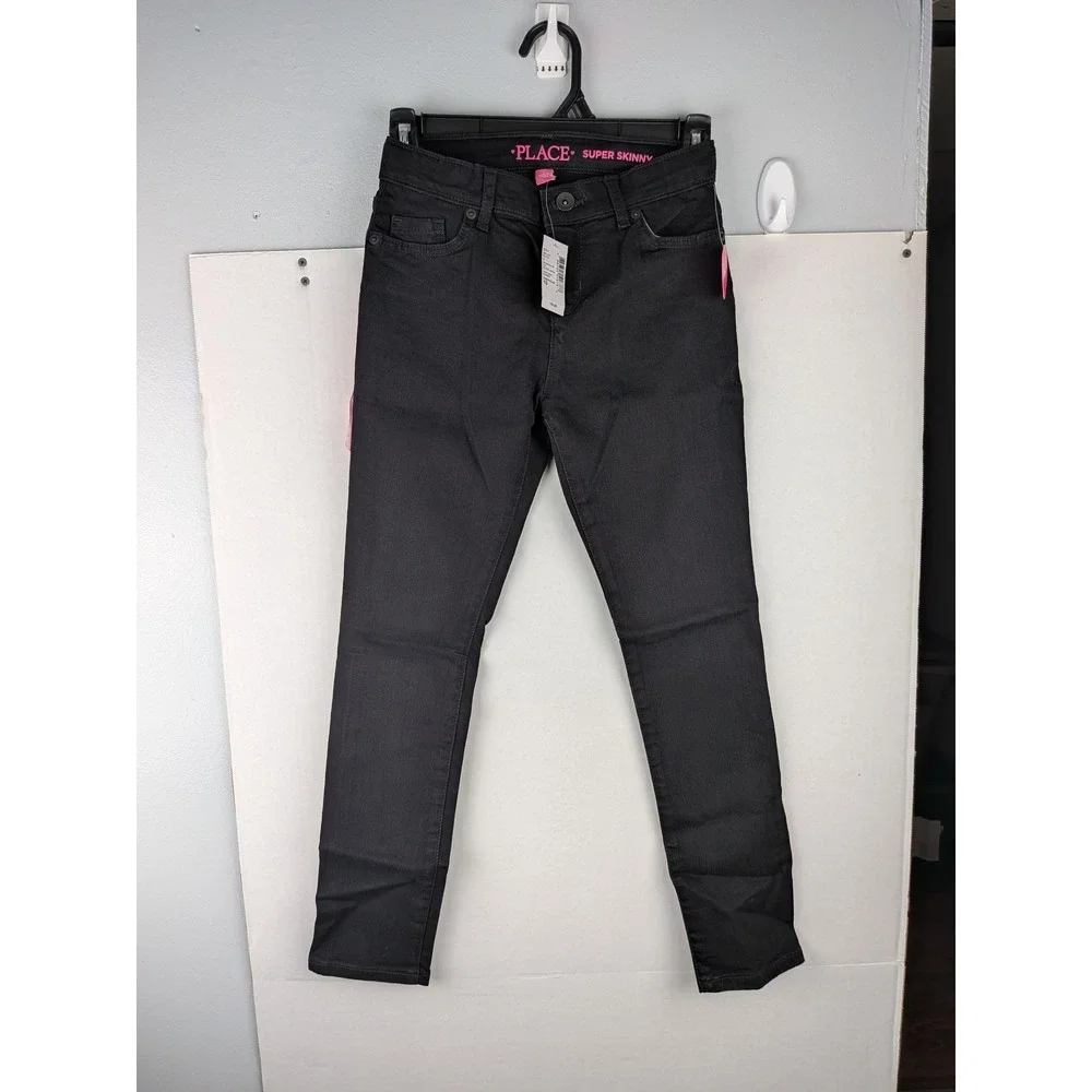 The Childrens Place Girls Super Skinny Jeans Black Wash Size 10 NWT