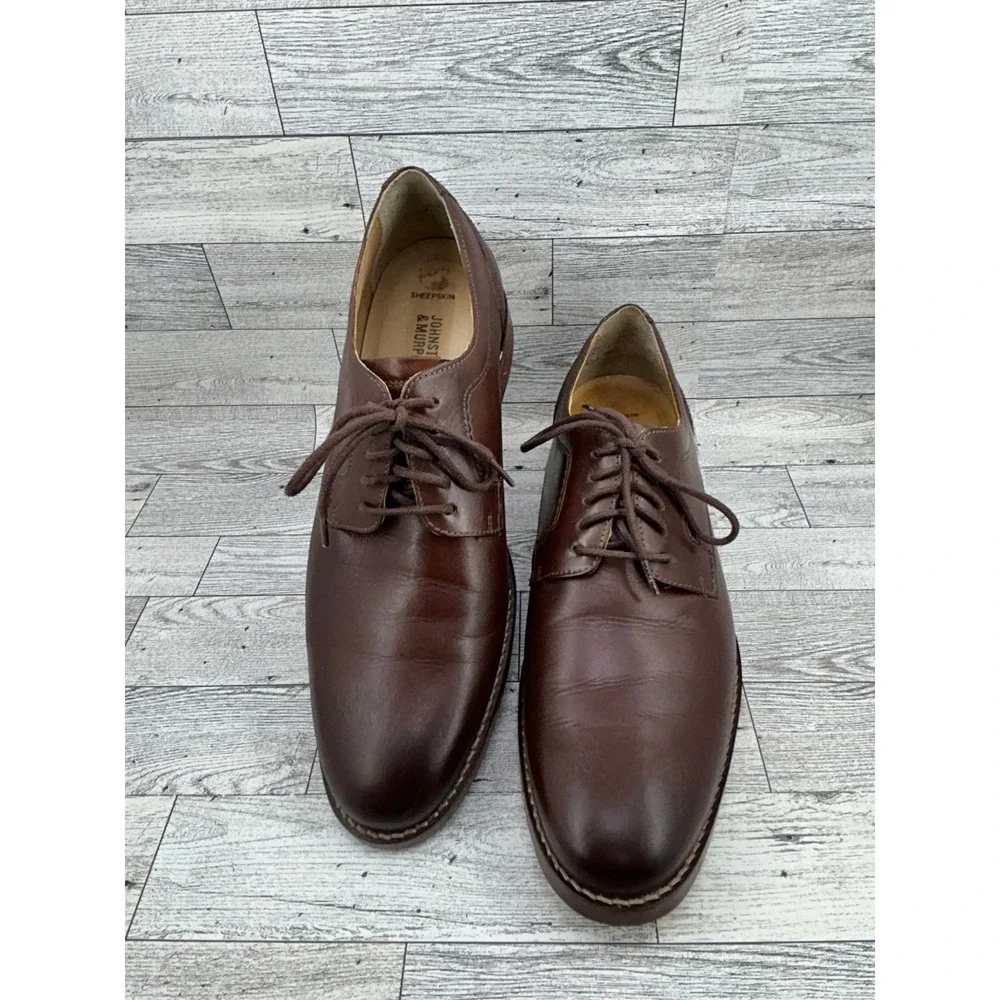 Johnston & Murphy Mens Brown Leather Oxford‎ Dress Shoes Size 9M Made in Brazil