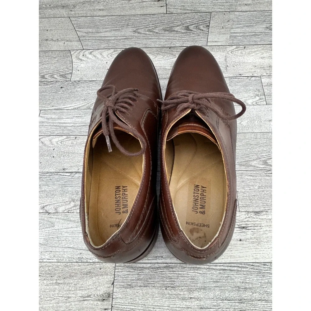 Johnston & Murphy Mens Brown Leather Oxford‎ Dress Shoes Size 9M Made in Brazil