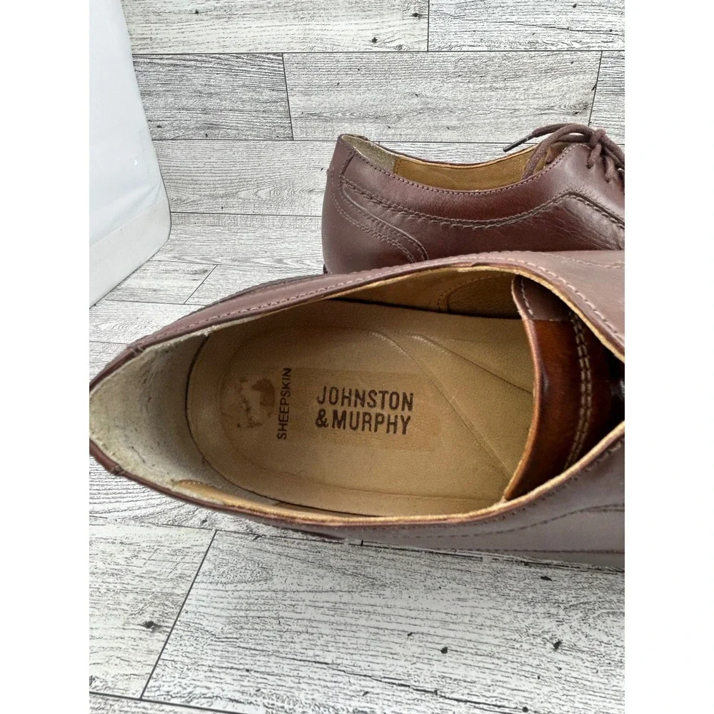 Johnston & Murphy Mens Brown Leather Oxford‎ Dress Shoes Size 9M Made in Brazil
