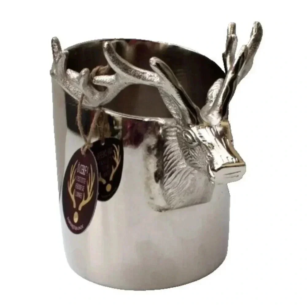 New Silver Christmas REINDEER Wine Champagne Bottle Beverage Bottle Cooler Decor