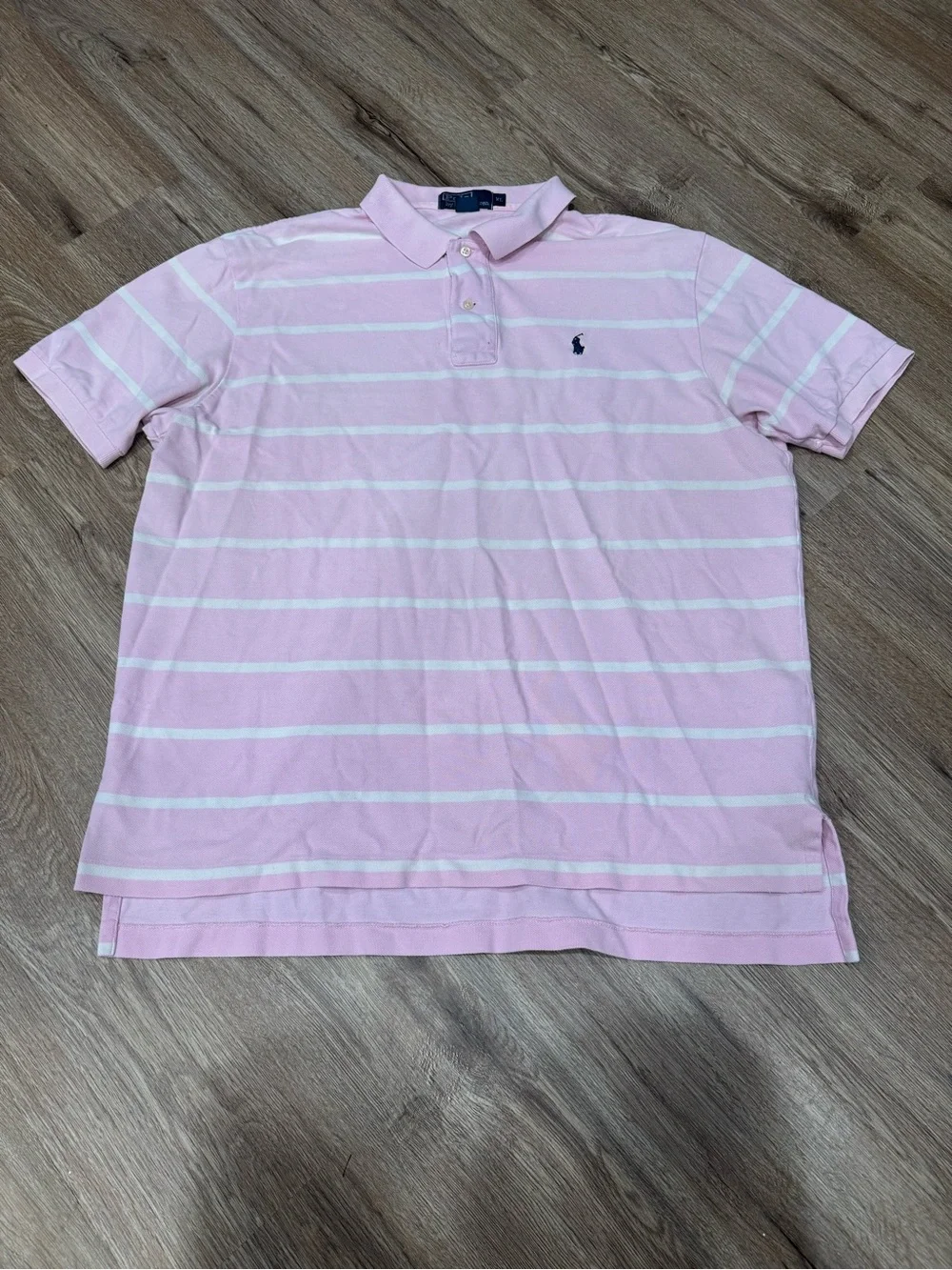Y2K Ralph Lauren Pink & White Striped Polo Shirt