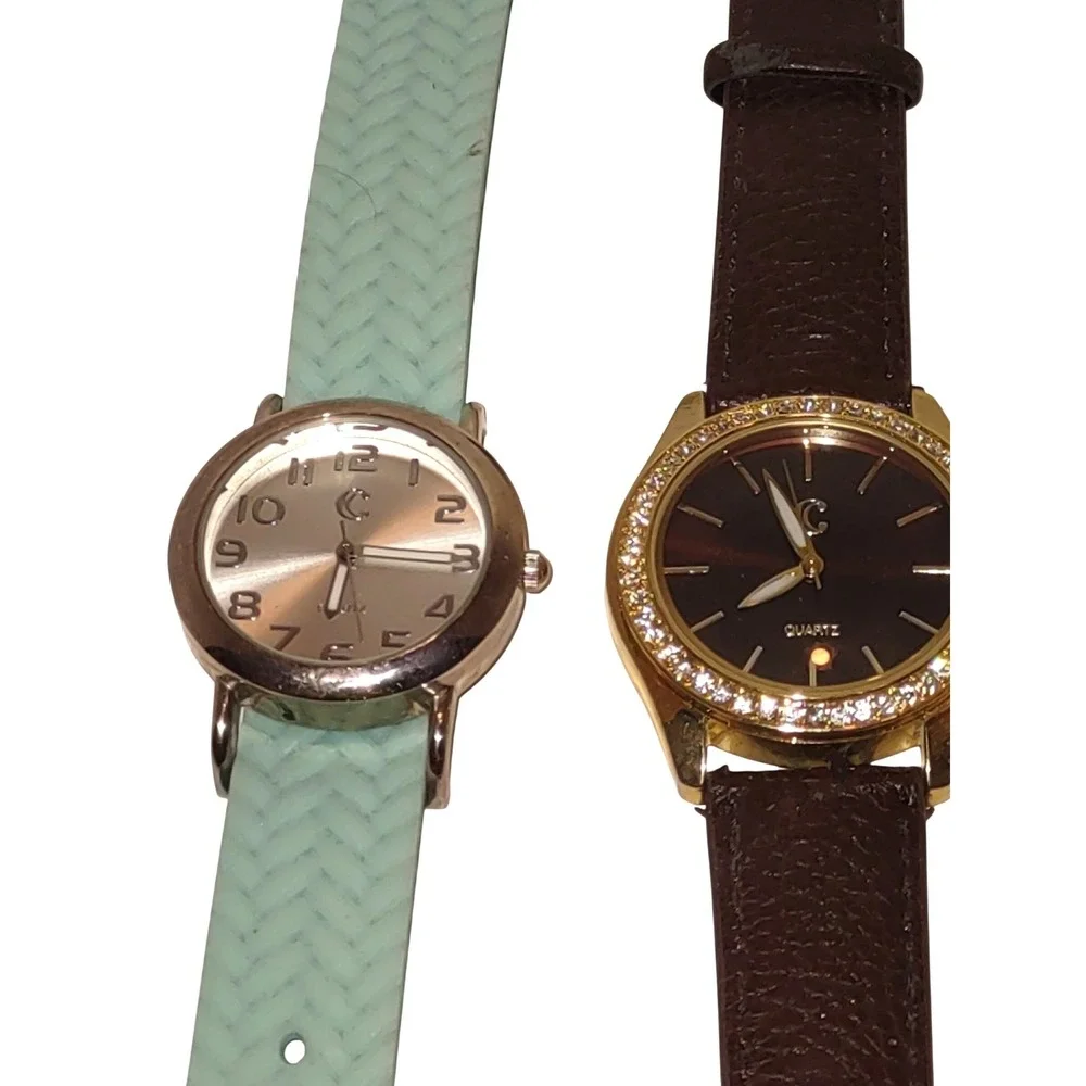 Charming Charlie Watch 2pc Chevron Mint Green Brown Dial Quartz Japan Singapore
