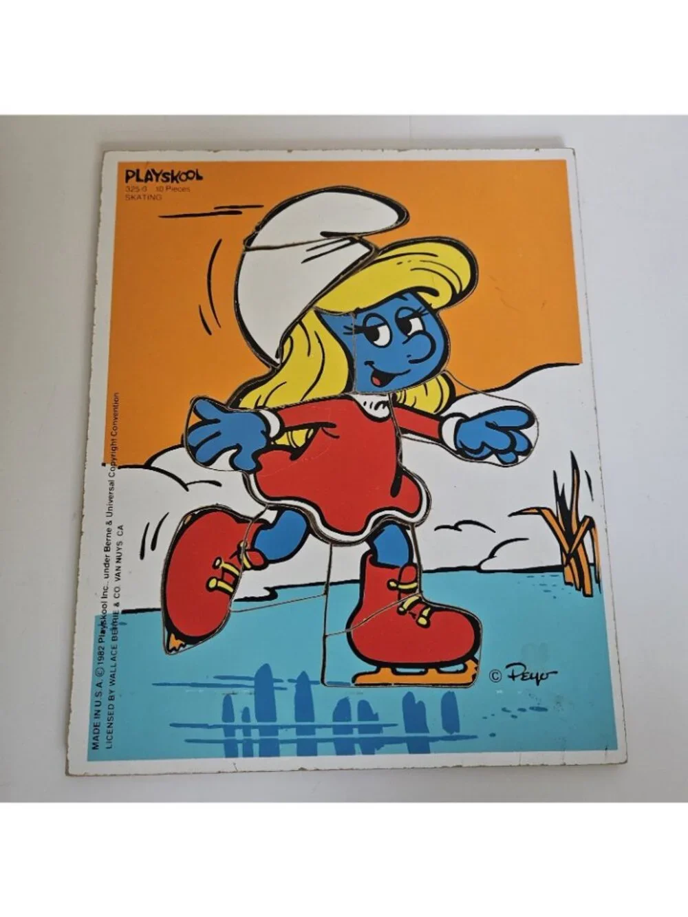 Vintage 1980s Smurfs Playskool Wooden Puzzles Papa Smurfette Lot 2