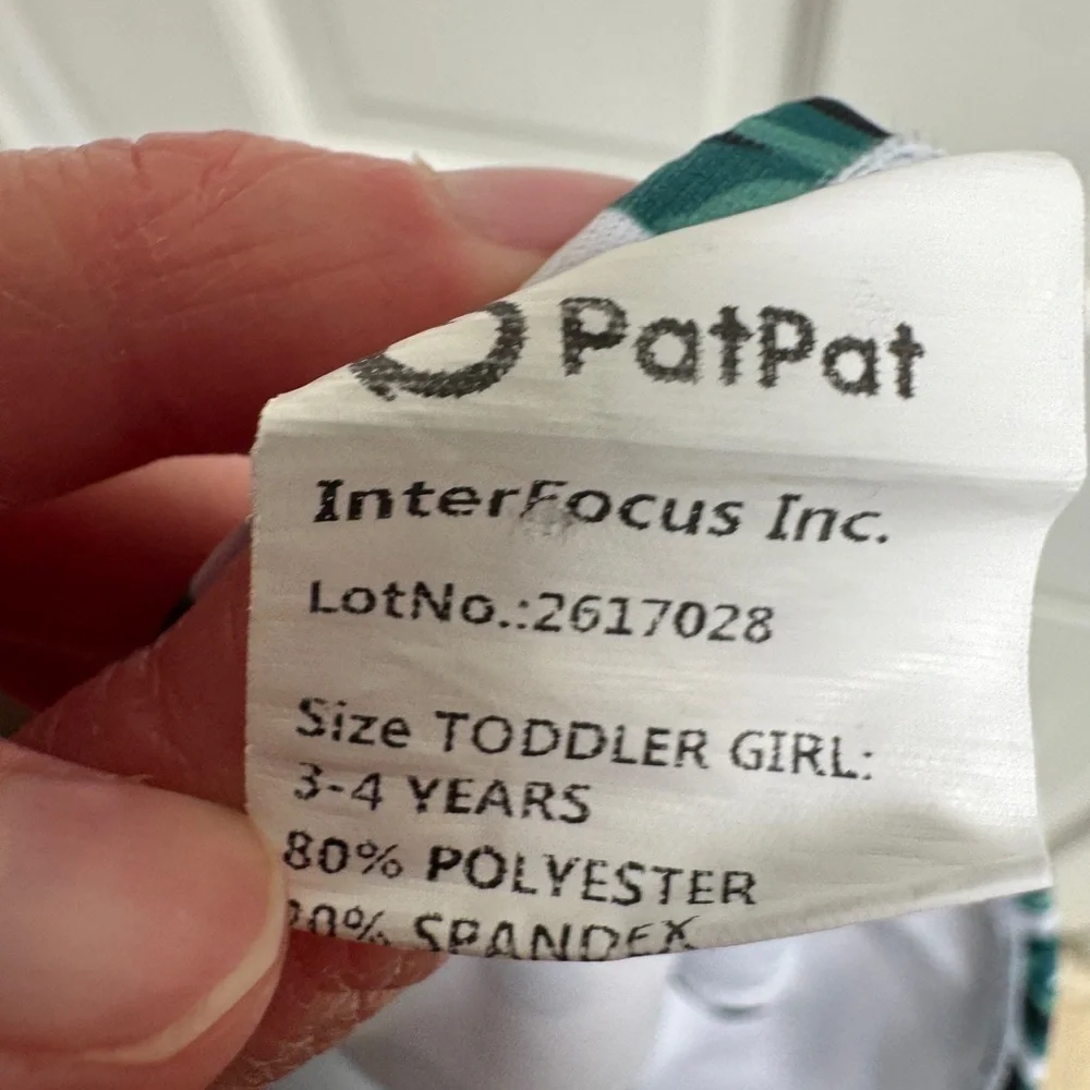 NWOT PatPat 3-4Y 3T Girls Green and White Toddler Swim Bikini Bottoms