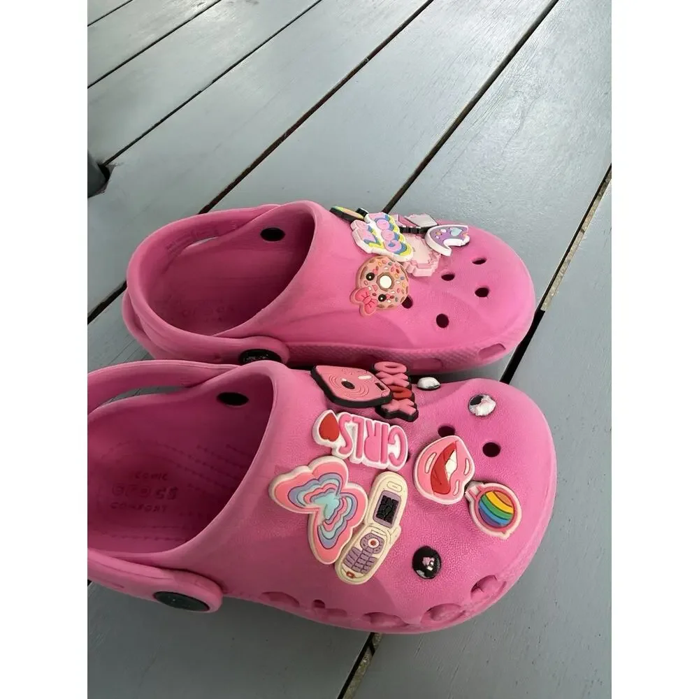 Crocs Classic Clog Kids Pink Shoes Size C10 Lightweight Comfort Slip On Sandals