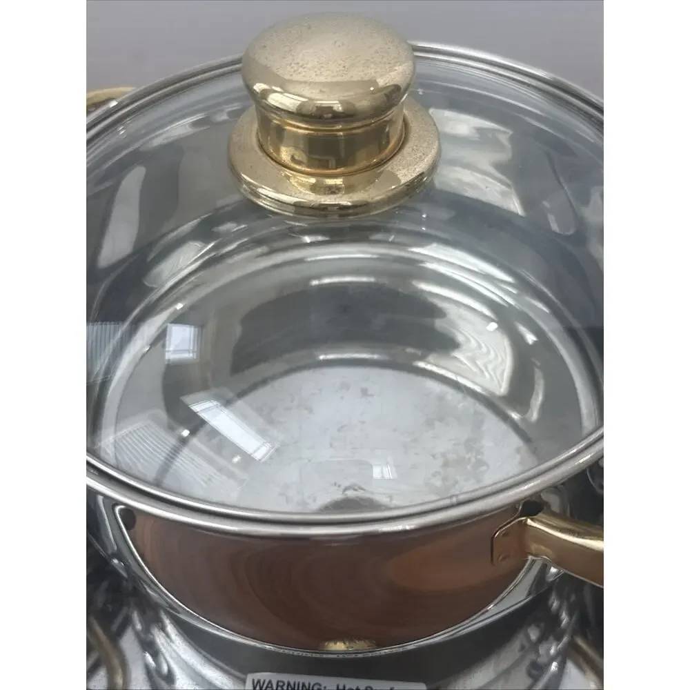 Command Performance Stainless/ Gold Buffet Cookware Set 3 Pots Lids & Warmer VTG