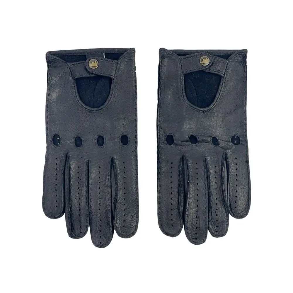 Fratelli Orsini Women's Black Genuine Leather 80s 90s Warmer Gloves Size 10