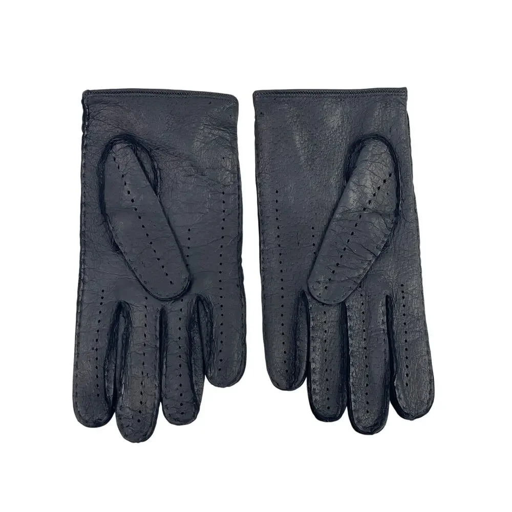Fratelli Orsini Women's Black Genuine Leather 80s 90s Warmer Gloves Size 10