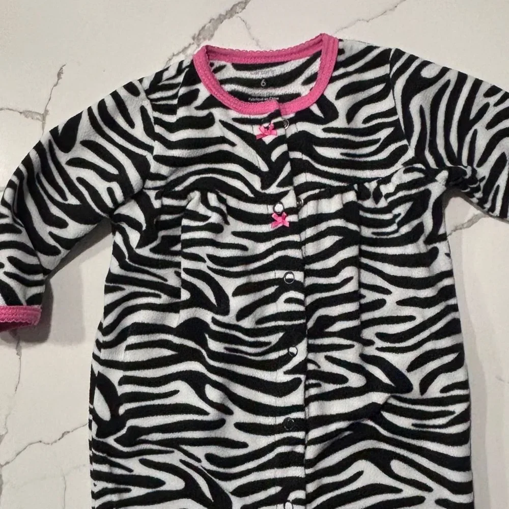 Carter's | Infant Baby Girls Footed Fleece Zebra Print Sleeper Pajamas Footie 6M
