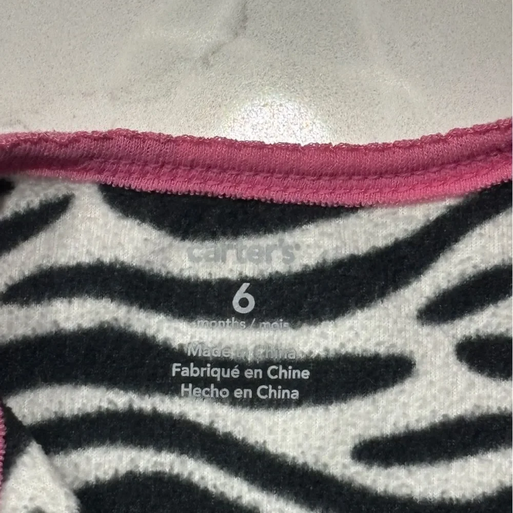 Carter's | Infant Baby Girls Footed Fleece Zebra Print Sleeper Pajamas Footie 6M
