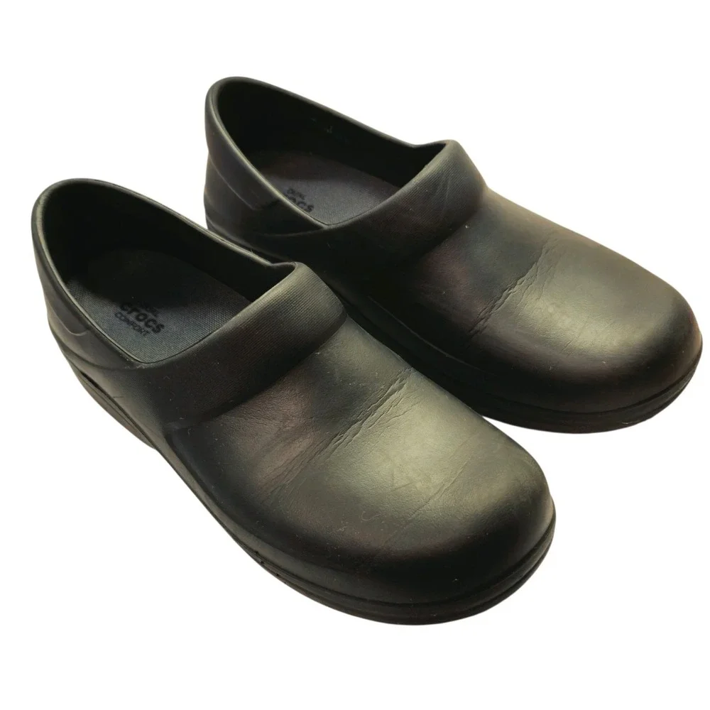 Crocs On The Clock Black Work Slip-Resistant Clogs Shoes Women 10 Men 8 EU 42