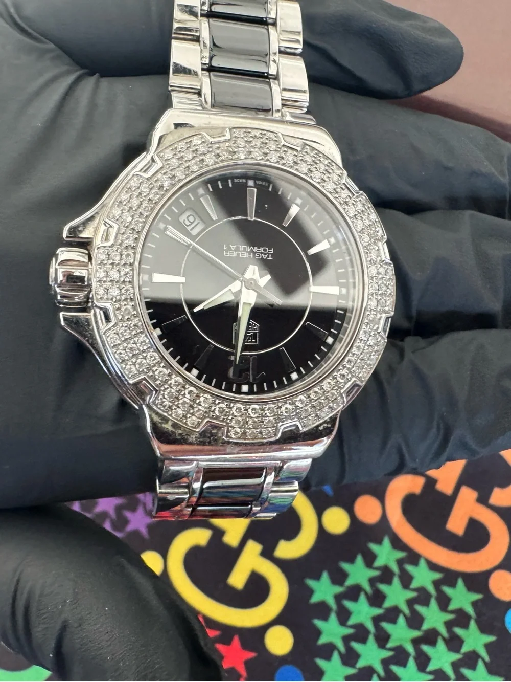 Tag Heuer women’s Silver and black Stainless Steel Bracelet Watch