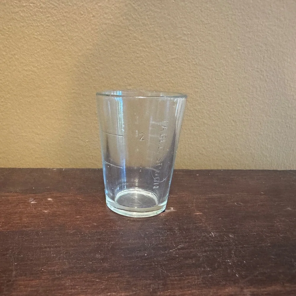 Vintage Clear Glass‎ Embossed Teaspoon Tablespoon Measuring Cup