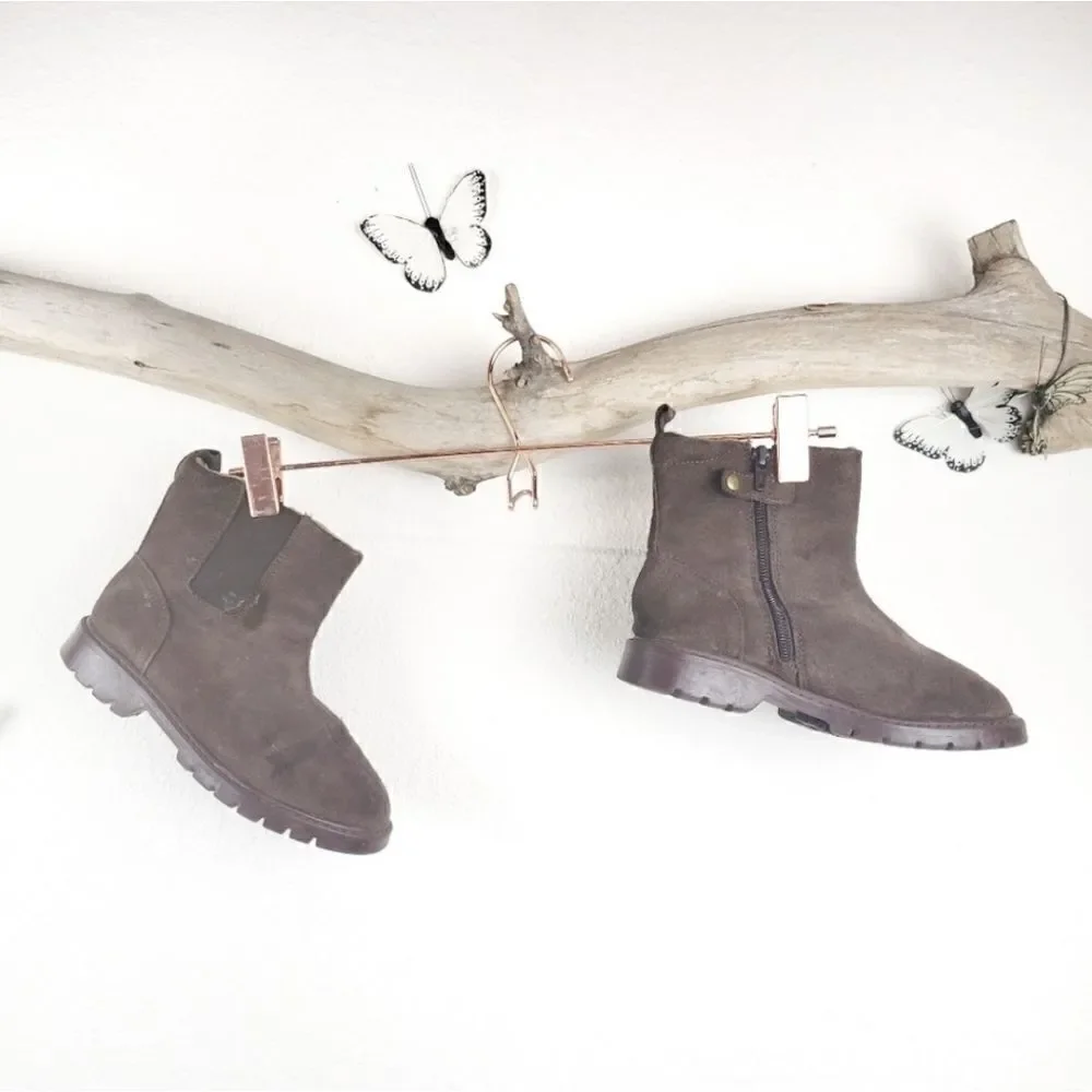 Janie and jack side sip brown suede moto booties