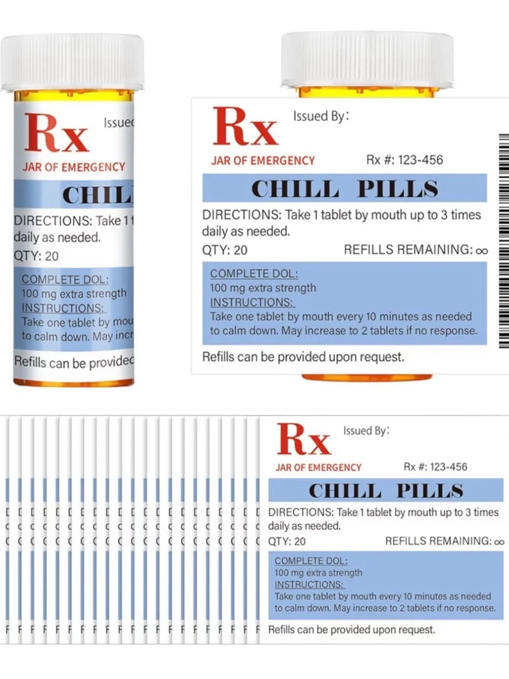Chill Pills Prescription Bottle Sticker Sheet