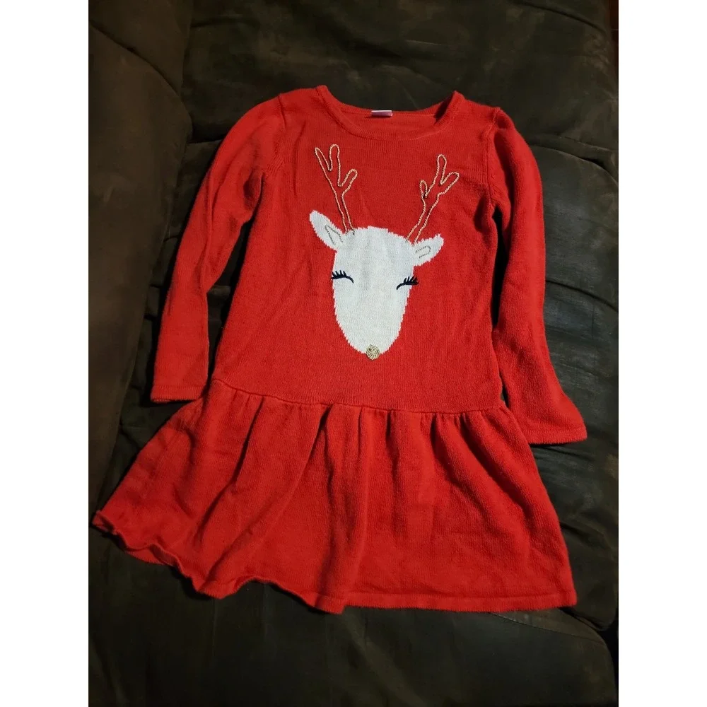 Gymboree holiday shop Christmas reindeer sweater dress size 7‎