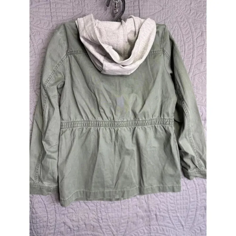 Justice Jacket Girls Size 10 Army Green Utility‎ Parka Lightweight Coat