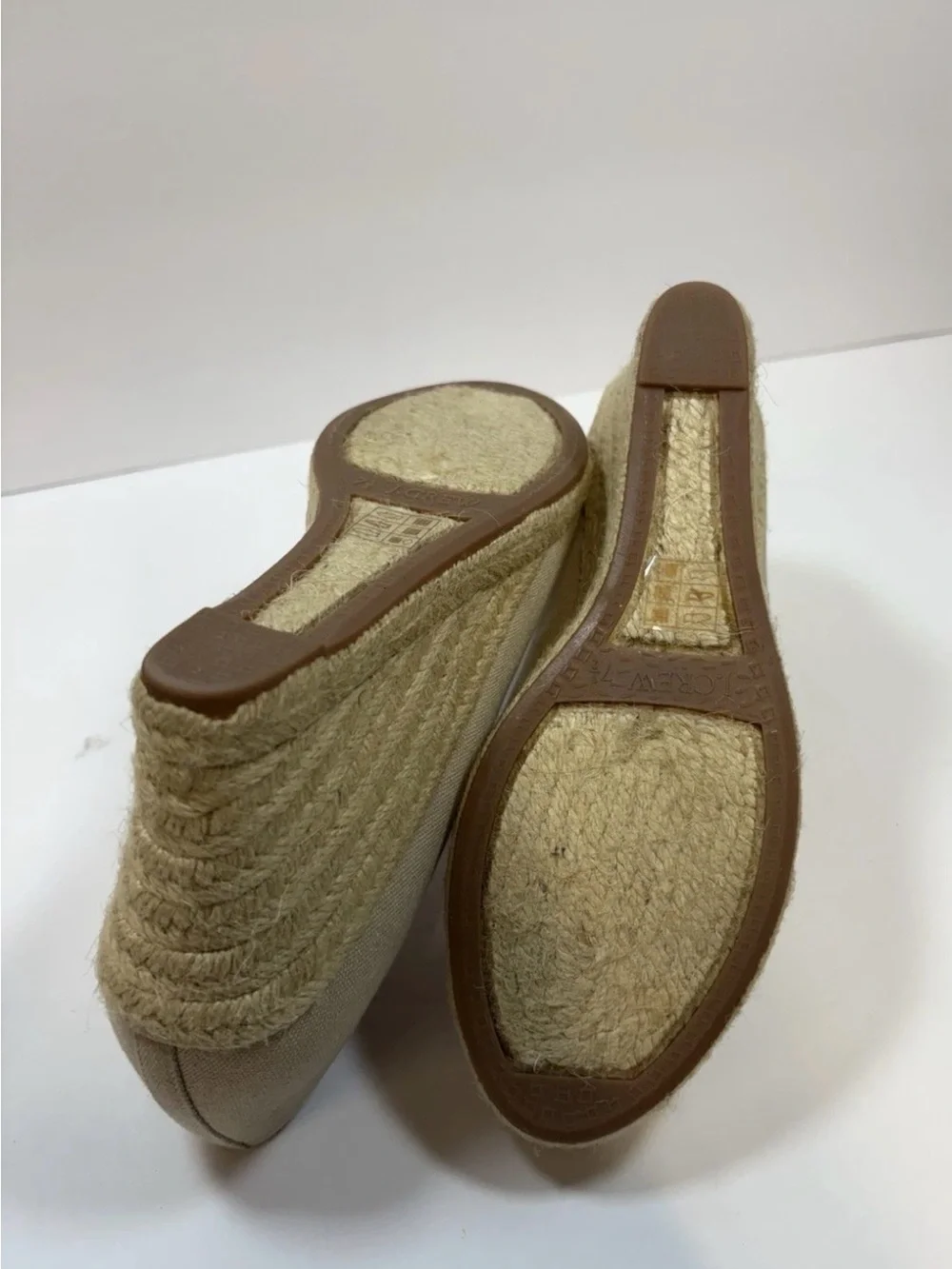 J Crew Beige Canvas Espadrille Wedge Pumps - Women