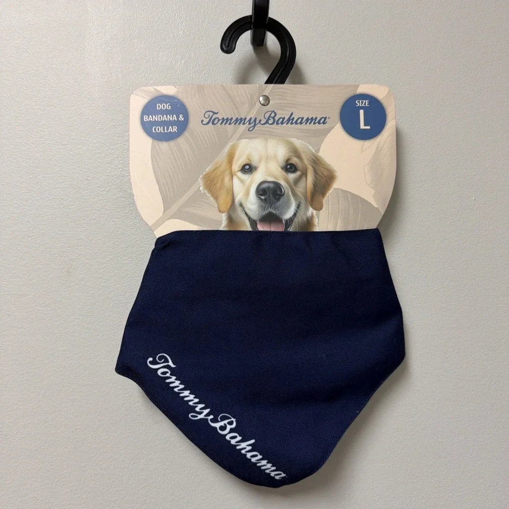 Tommy Bahama Dog Bandana Collar‎ Navy Blue Size Large NWT Pet Accessory