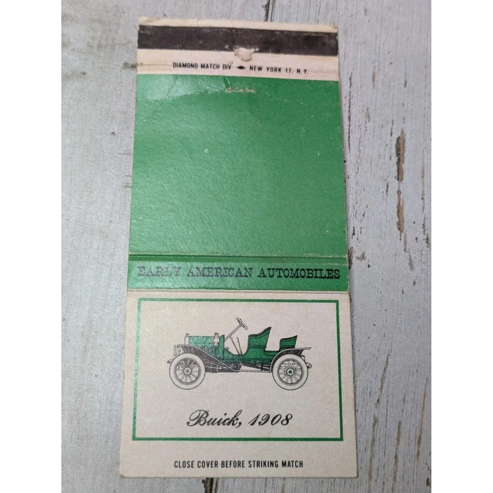 Vintage Matchbook Cover Buick‎ 1908 Early American Automobiles 30 Strike