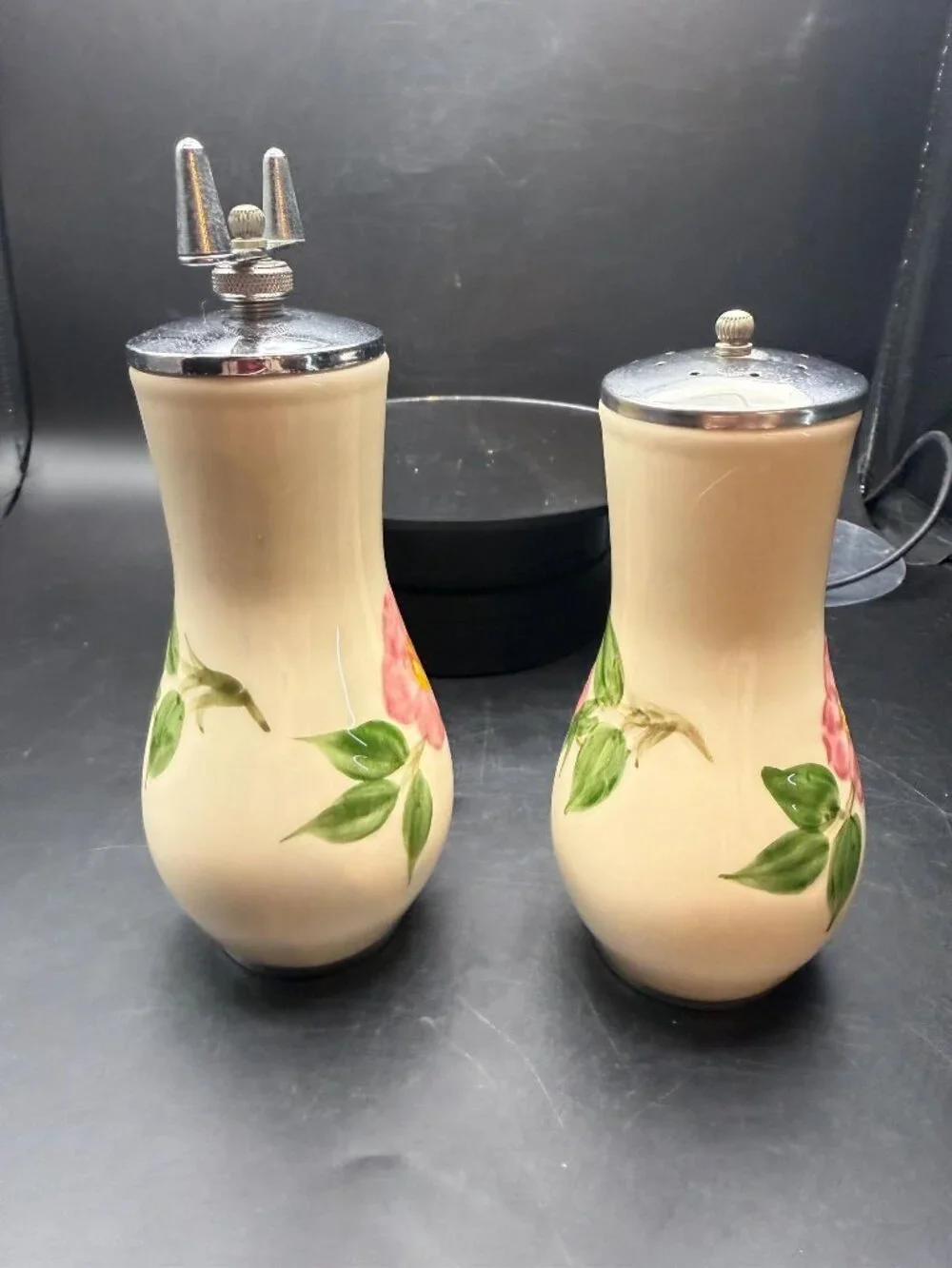 Desert Rose Pepper Grinder N Salt Shakers