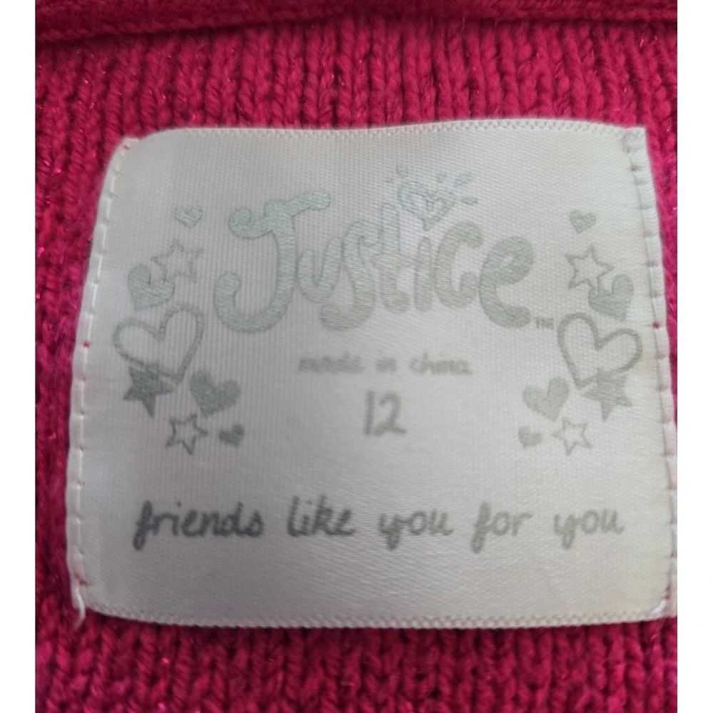 Justice Girls Cable Sweater Dress‎ Size 12 Short Sleeve Hot Pink