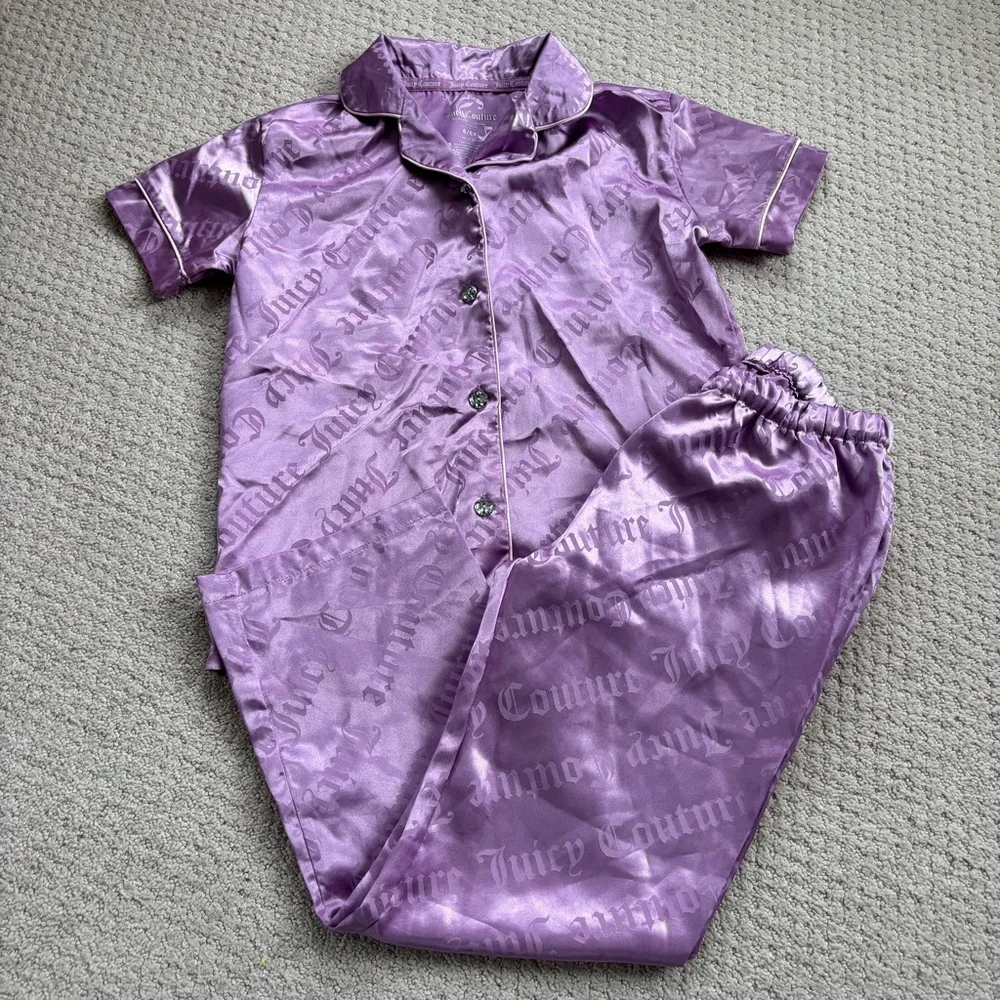 Juicy Couture Kids Purple Satin Pajama Set