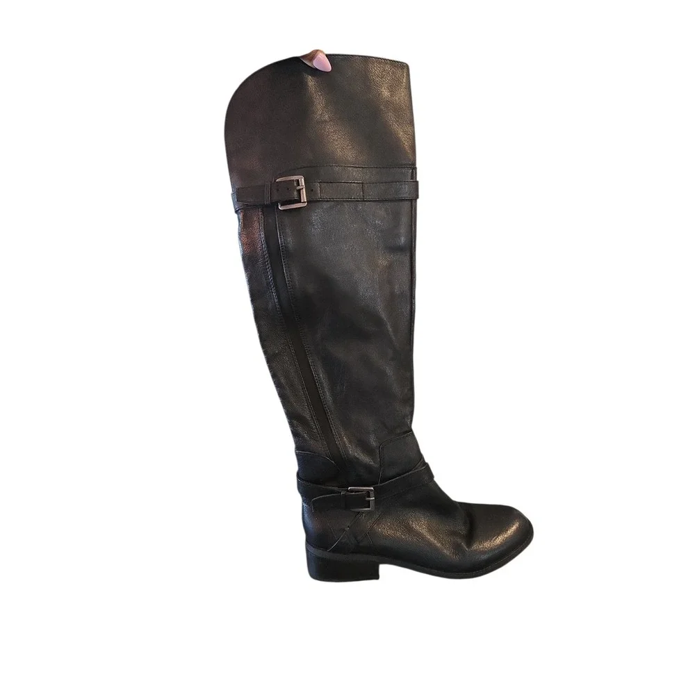 Nine West Black Leather Knee High Riding Boots Size‎ 10