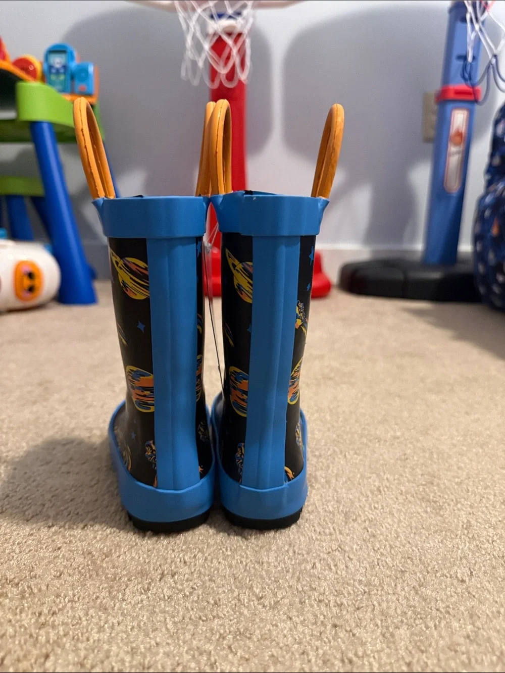 Target Kids Space Print Rain Boots - Black, Blue & Orange