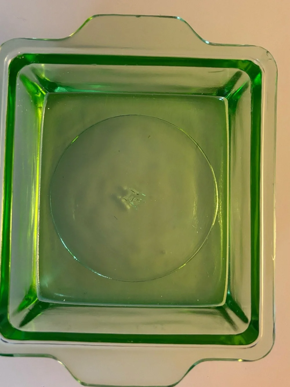 Vintage Hazel Atlas Green Uranium Glass Square Dish With Lid