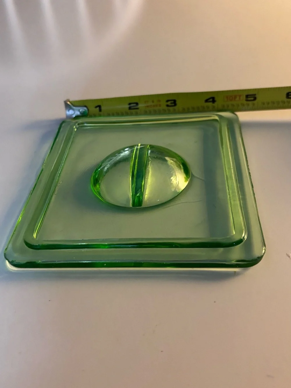 Vintage Hazel Atlas Green Uranium Glass Square Dish With Lid
