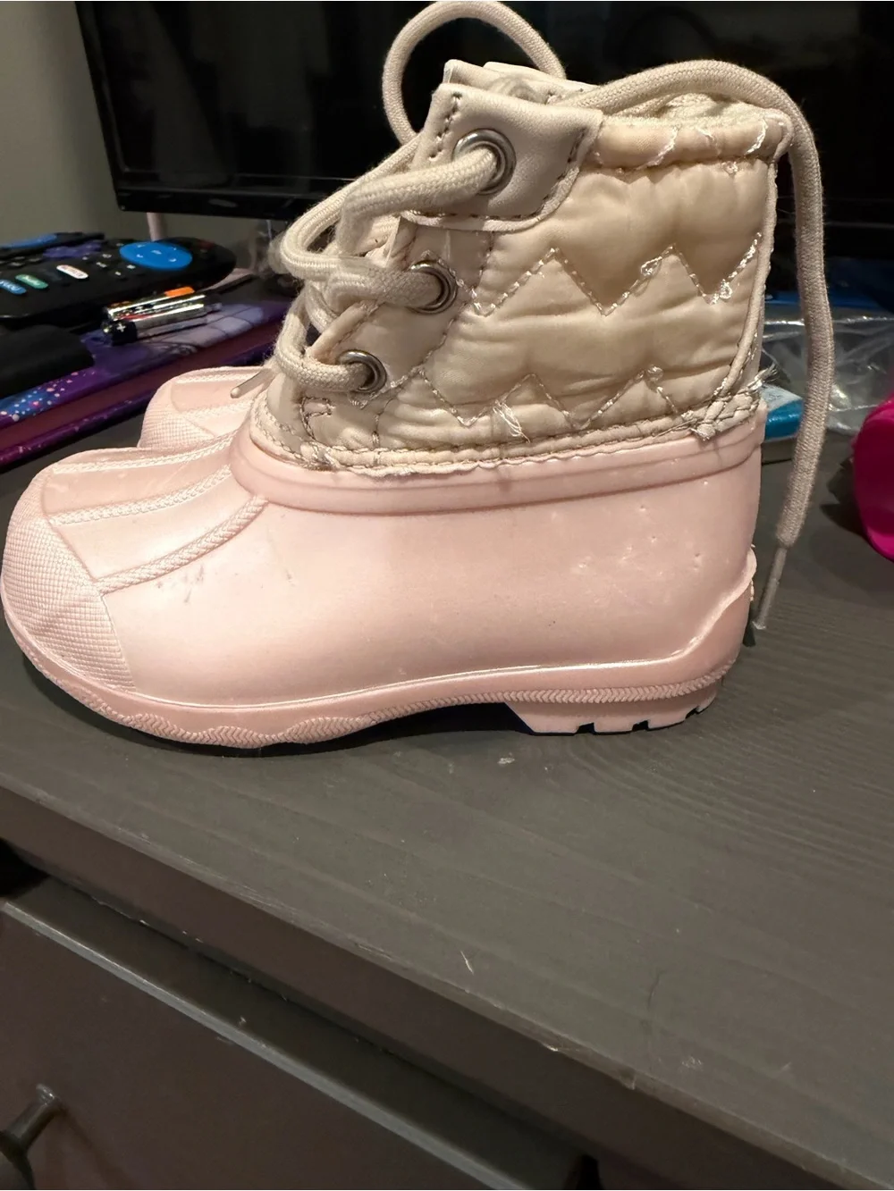 Sperry Pink Lace-Up Kids Rain & Snow Boots