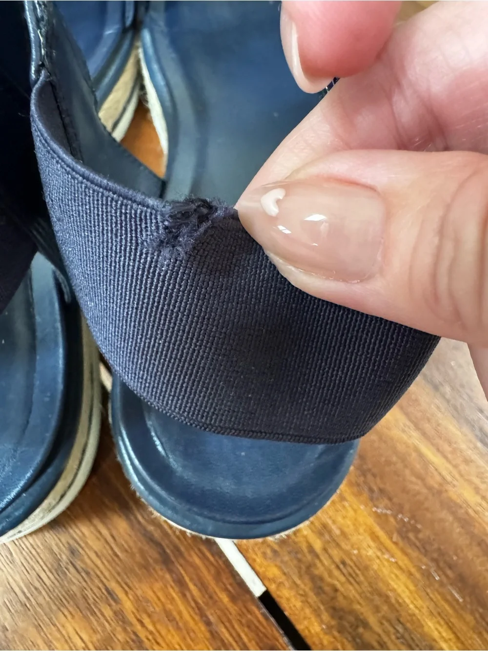 Franco Sarto Navy Platform Espadrille Sandals with Ankle Strap