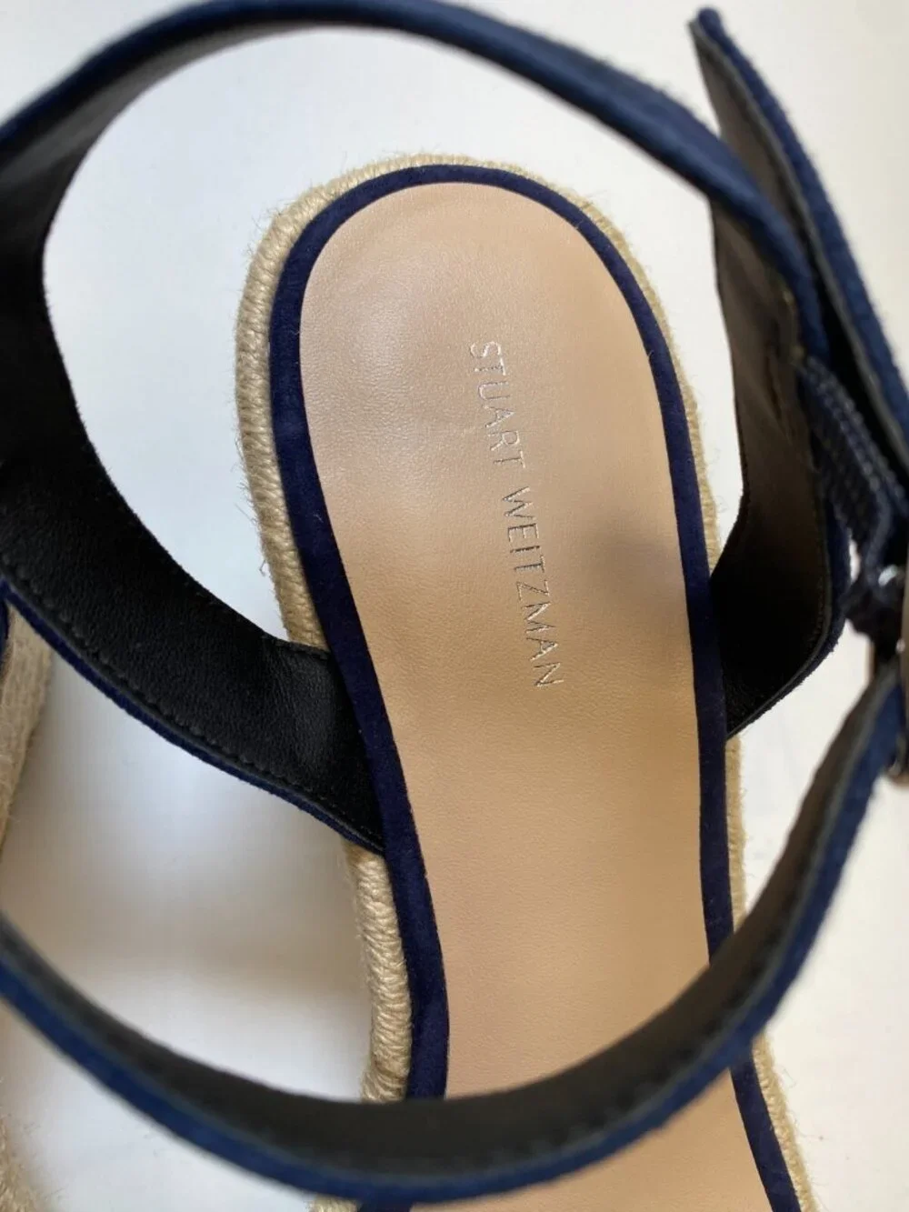 Stuart Weitzman Womens Teddi Blue Espadrille Wedge Sandals Sz 11