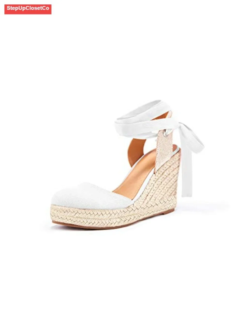 Women's Espadrille Wedge Sandals Closed Toe Lace Up Platform Ankle Wrap Summer