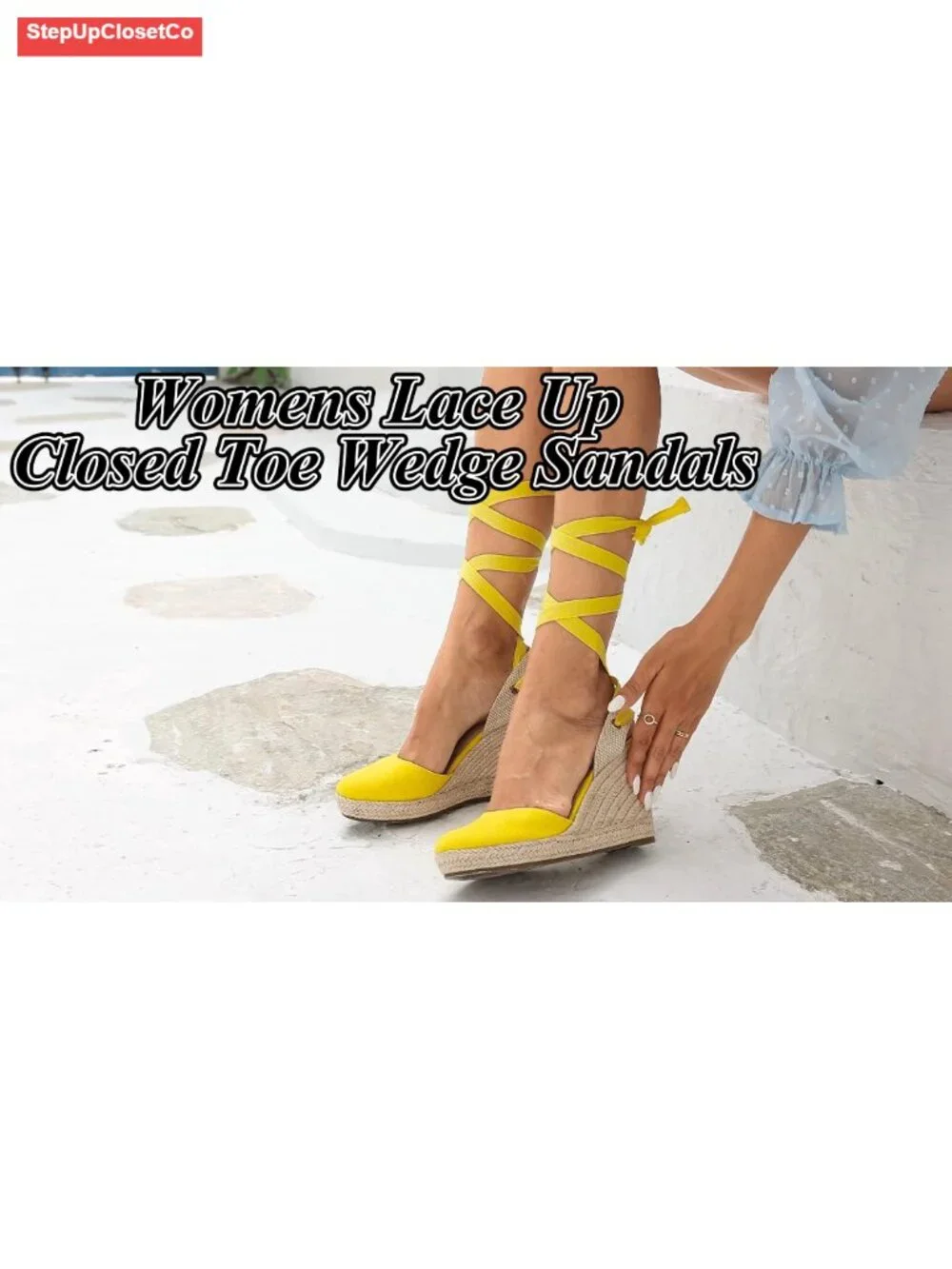 Women's Espadrille Wedge Sandals Closed Toe Lace Up Platform Ankle Wrap Summer