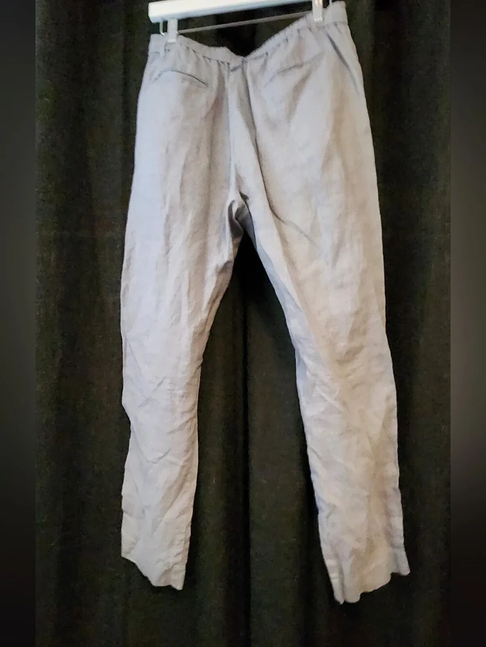 Zara 100% Linen Pants Women’s Large Light Gray Trouser Boho, Beach, Summer