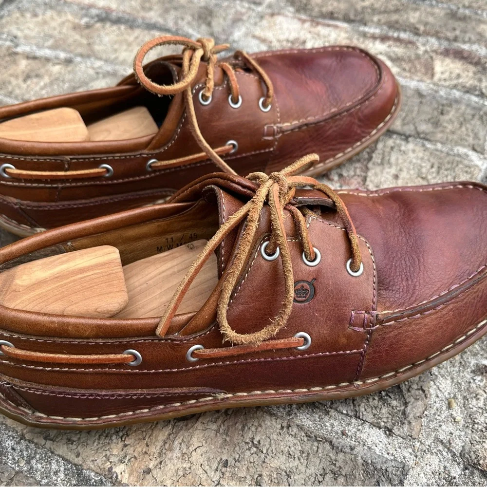 Born Wayz M6056 Men's Casual Shoes Lace Up Leather Brown Size 11/45