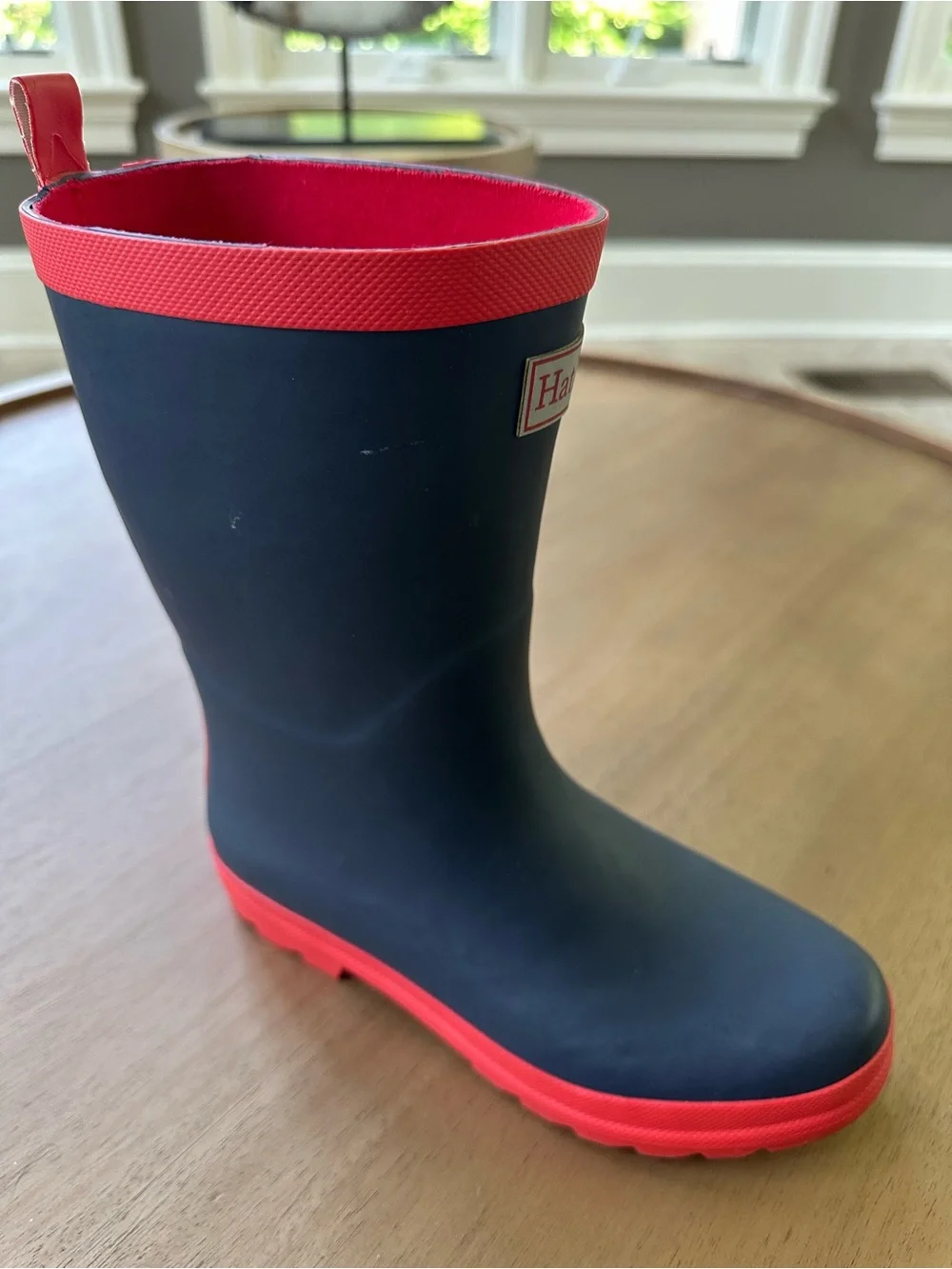Hatley Matte Rain Boots, Size 4 Big Kid, Navy & Red