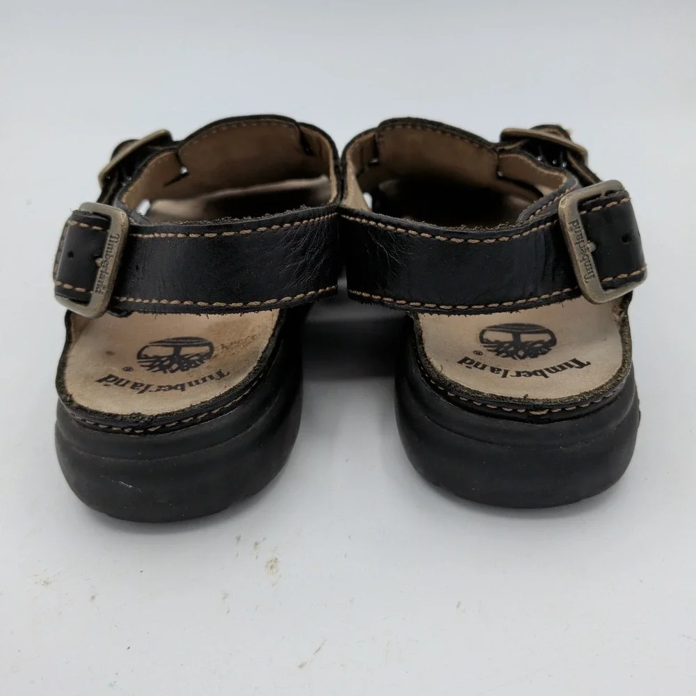 Timberland Mens 80303 Black Leather Fisherman Sandals Size 9.5M Buckle Straps